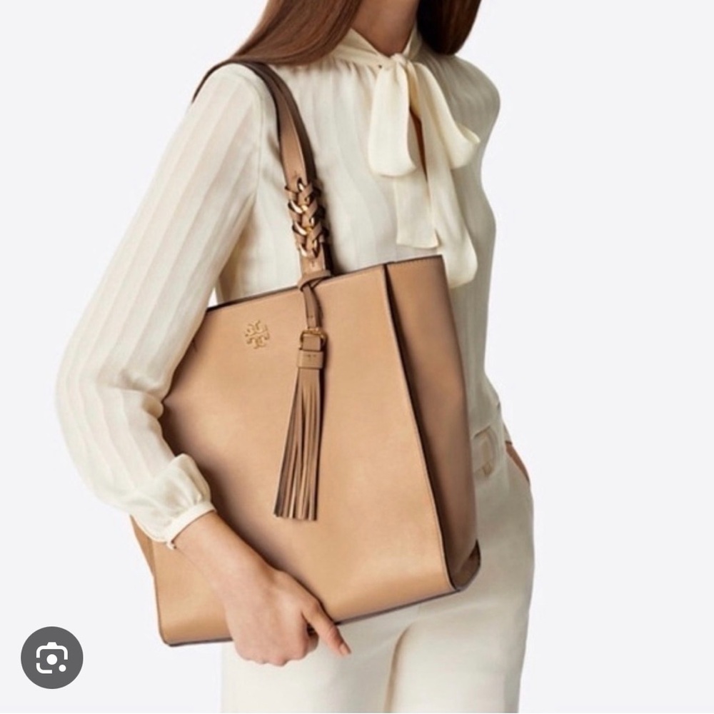 Authentic Limited Edition Tory Burch Brooke Tote “Pink Salt” 12”x 12” + Dust Bag - Picture 16 of 16
